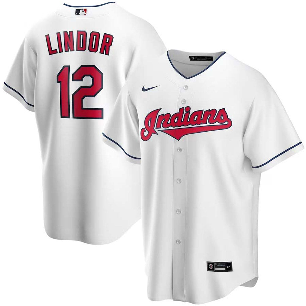 Youth Cleveland Indians Francisco Lindor Replica Home Jersey - White