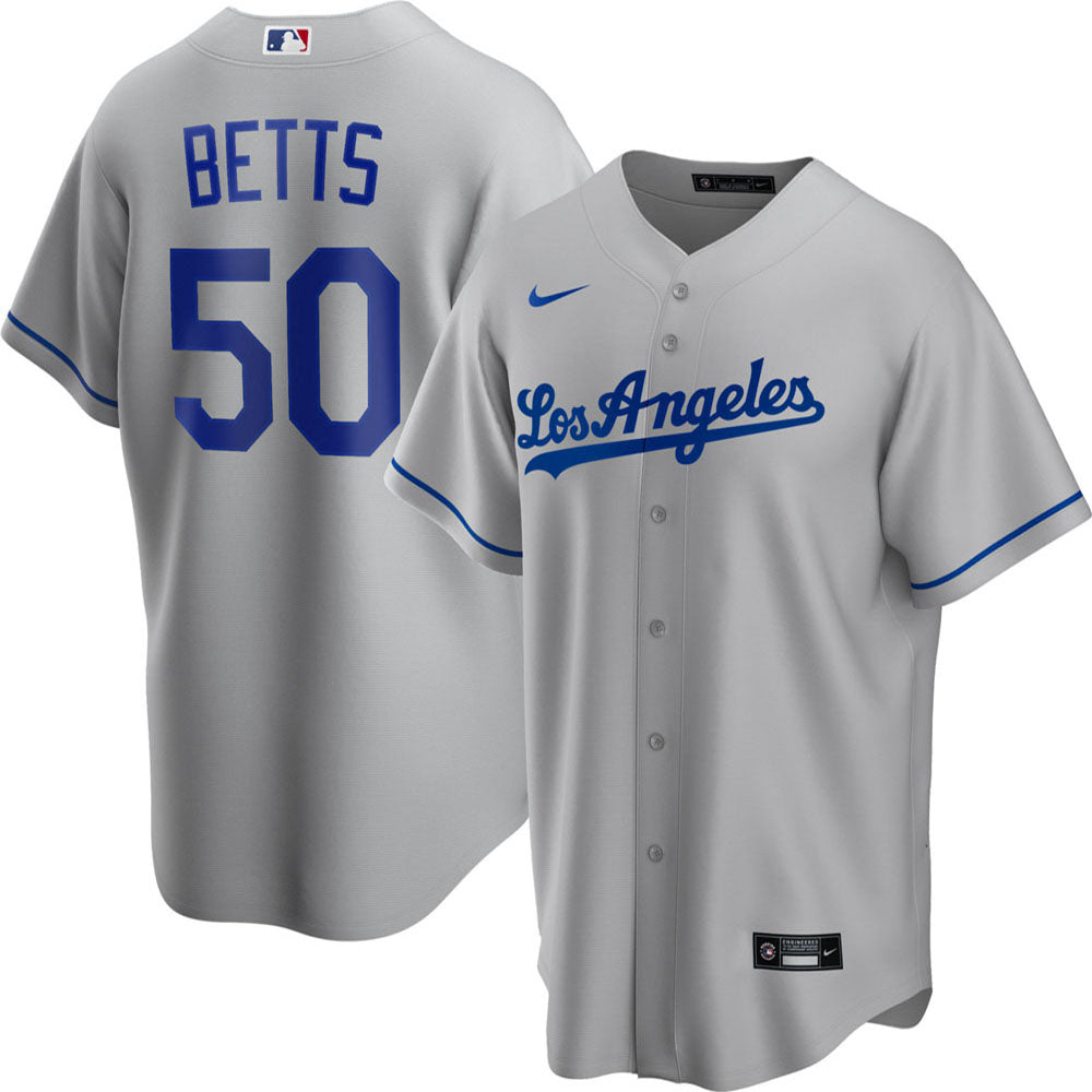 Mens Los Angeles Dodgers Mookie Betts Cool Base Replica Jersey Grey