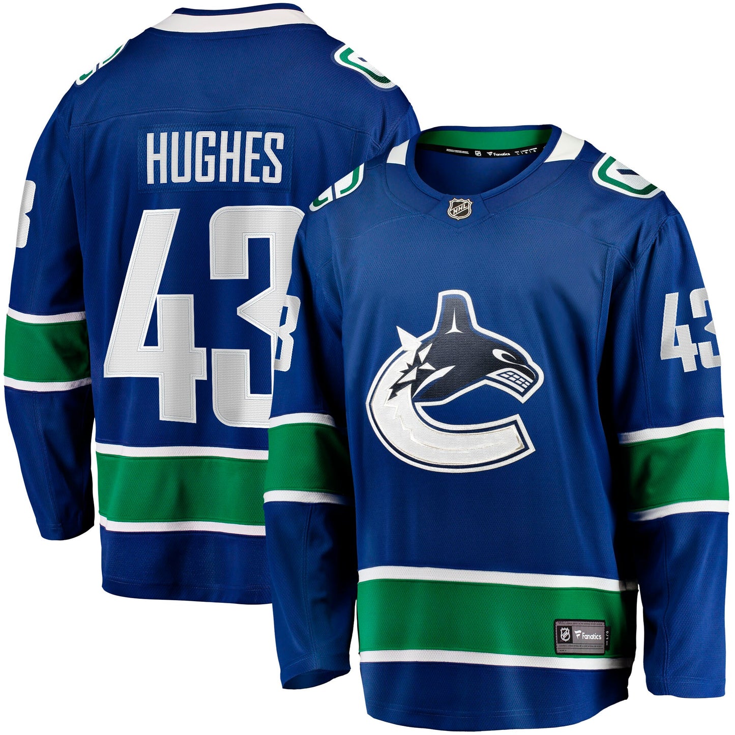 Quinn Hughes Vancouver Canucks Fanatics Branded Home Breakaway Jersey - Blue